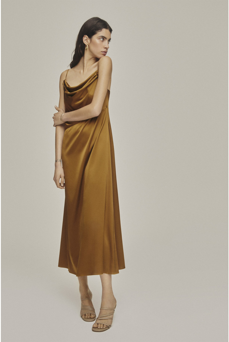 Bronzen zijden jurk - Xandres