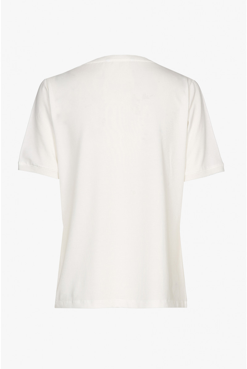 Eerlijk verachten Weekendtas Gebroken wit T-shirt met V-hals en korte mouwen - Xandres