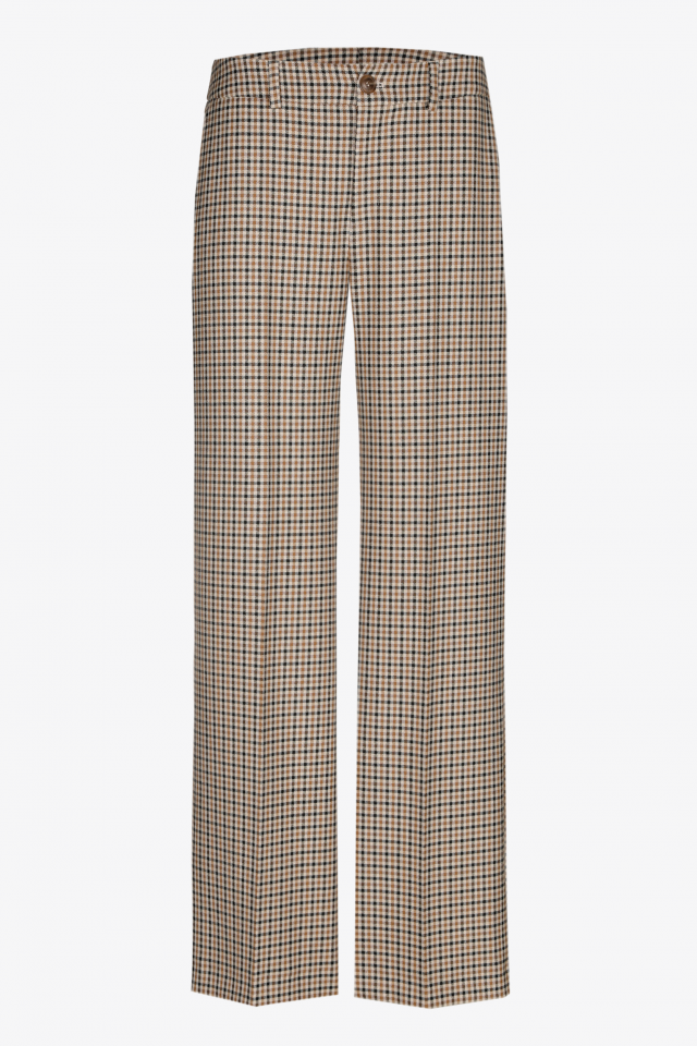 Checked trousers with wide legs