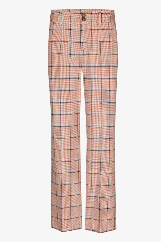 Checked trousers with straight legs
