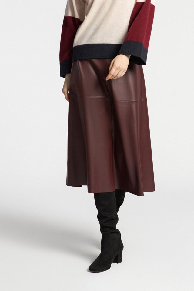 A-line faux leather skirt