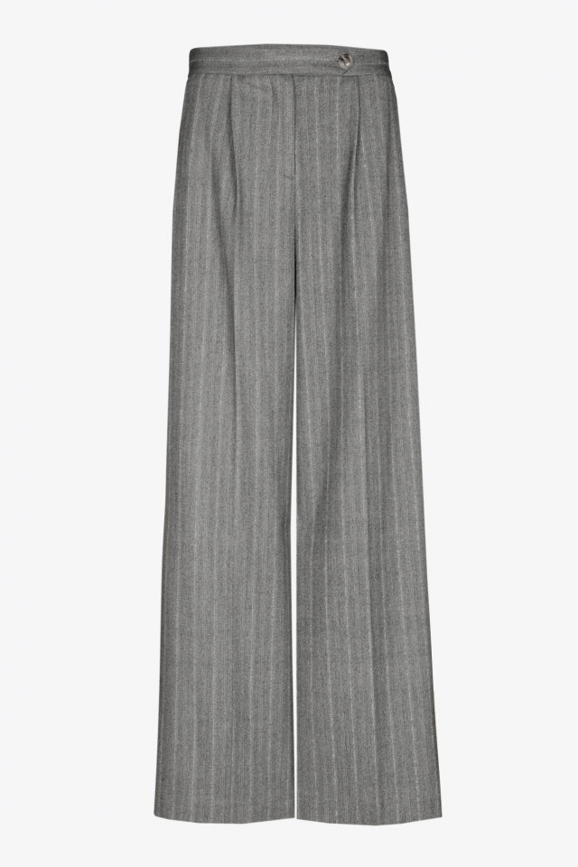 Trousers with wide legs and lurex
