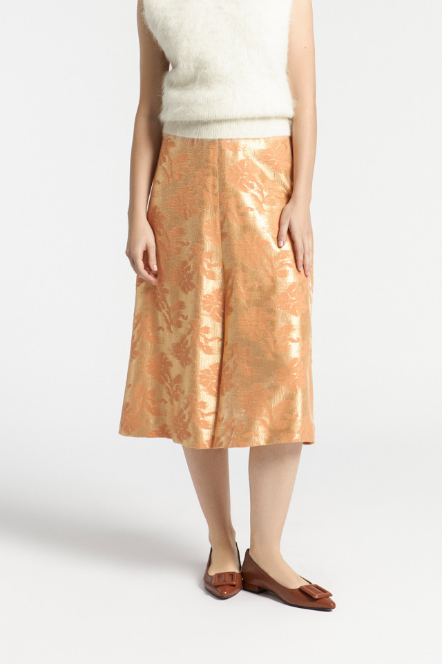 Jacquard skirt with floral print
