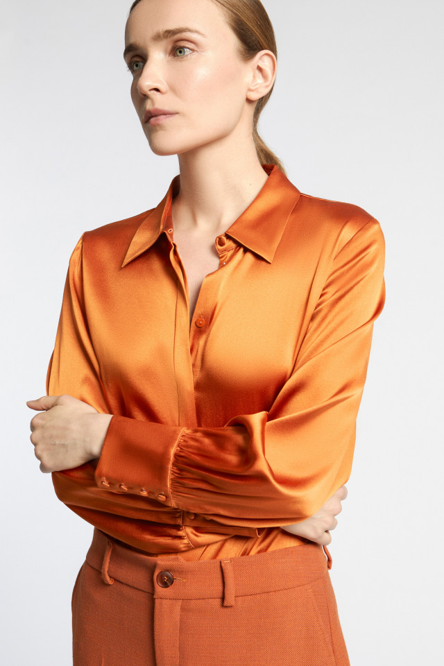 Plain blouse with silk